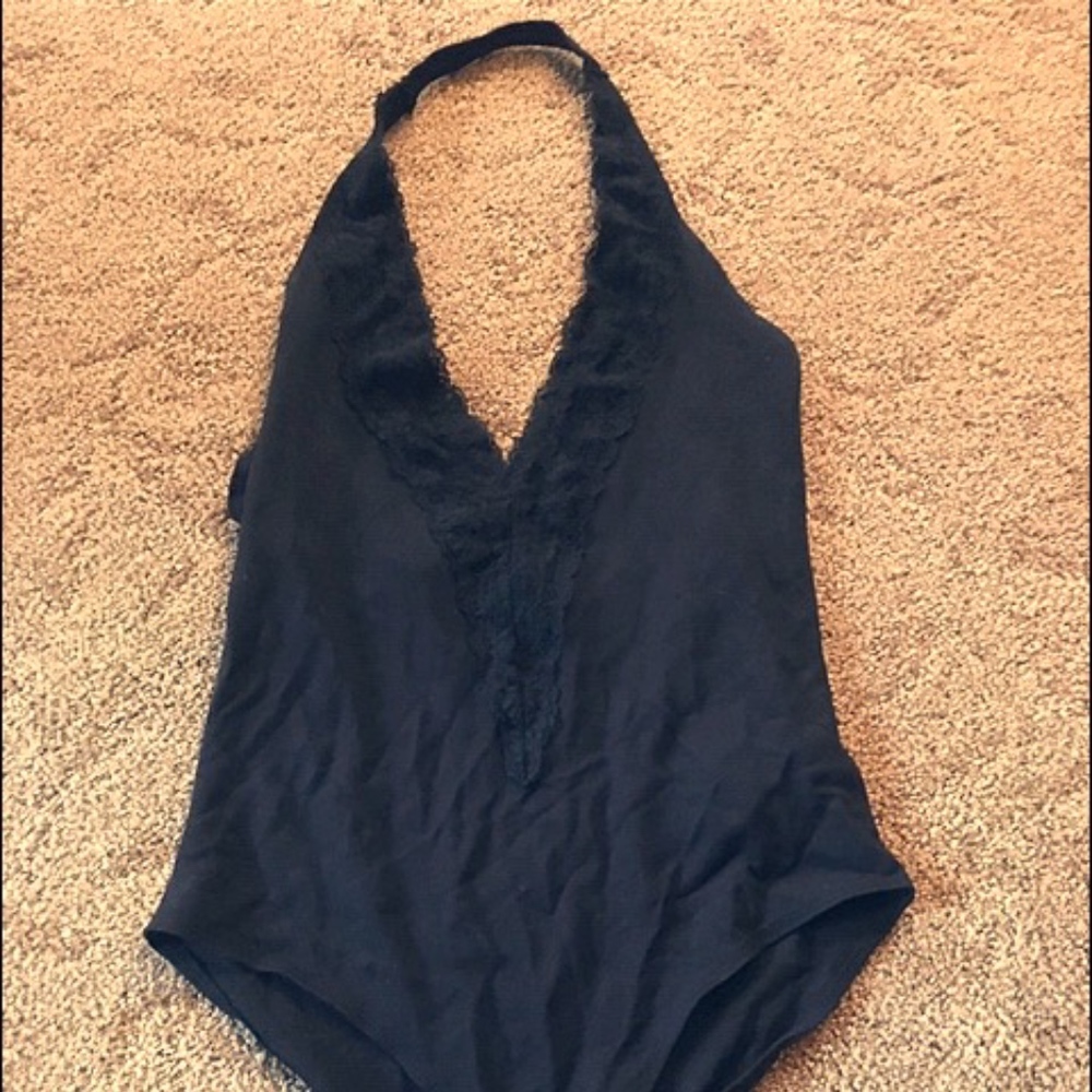 Black Plunge Body Suit: NEVER WORN!!!!!